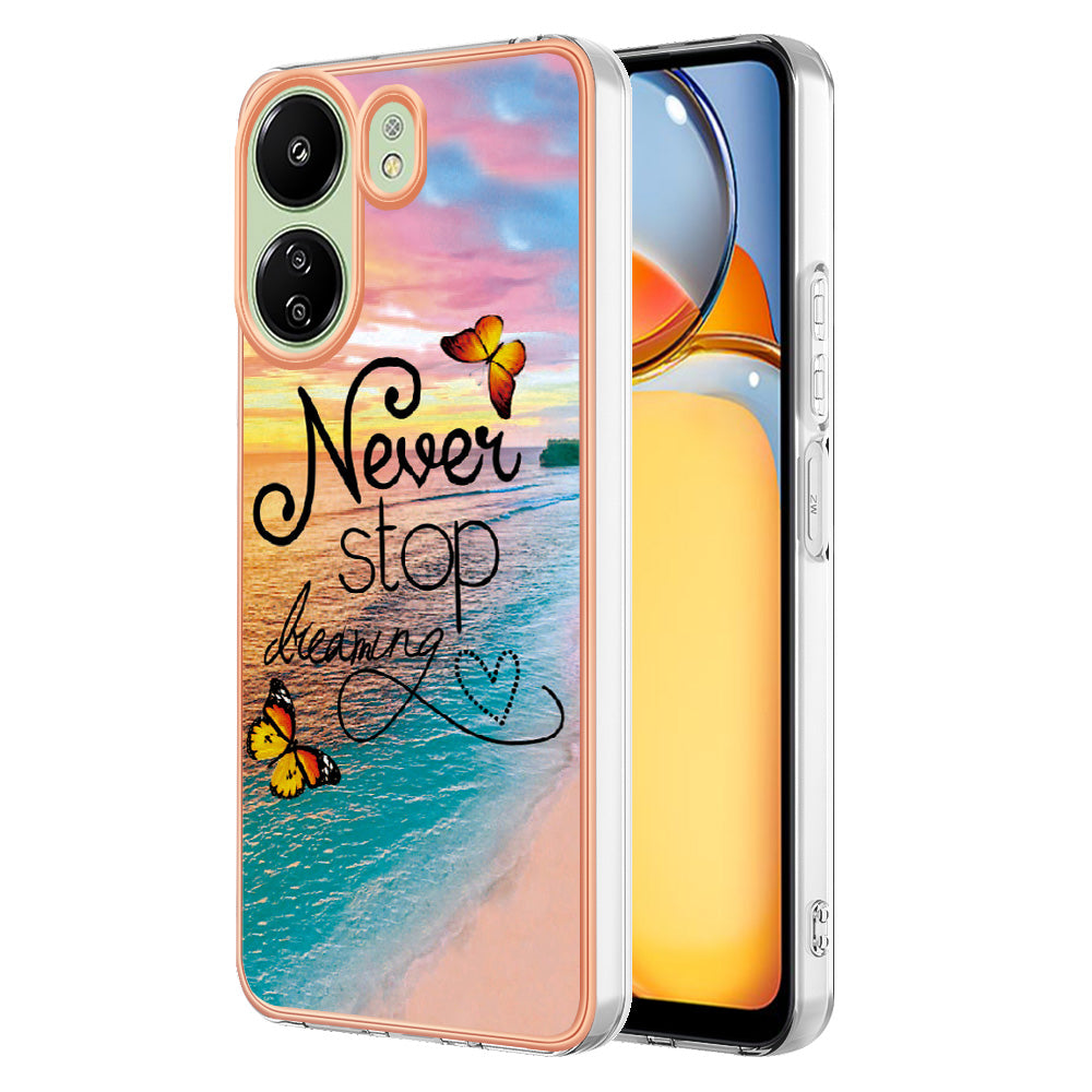 YB IMD Series-1 For Xiaomi Redmi 13C 4G / Poco C65 4G TPU Phone Case Electroplating Cover - Purple Flower
