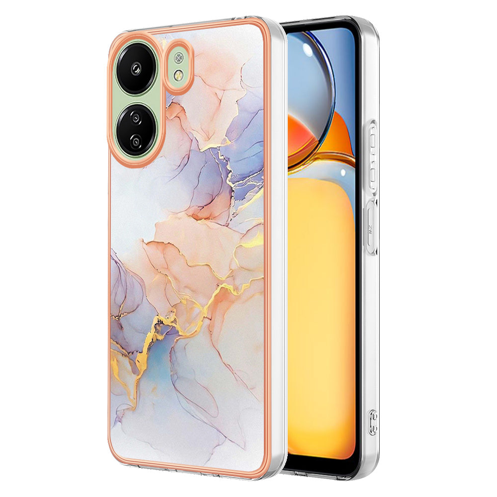 YB IMD Series-1 For Xiaomi Redmi 13C 4G / Poco C65 4G TPU Phone Case Electroplating Cover - Purple Flower