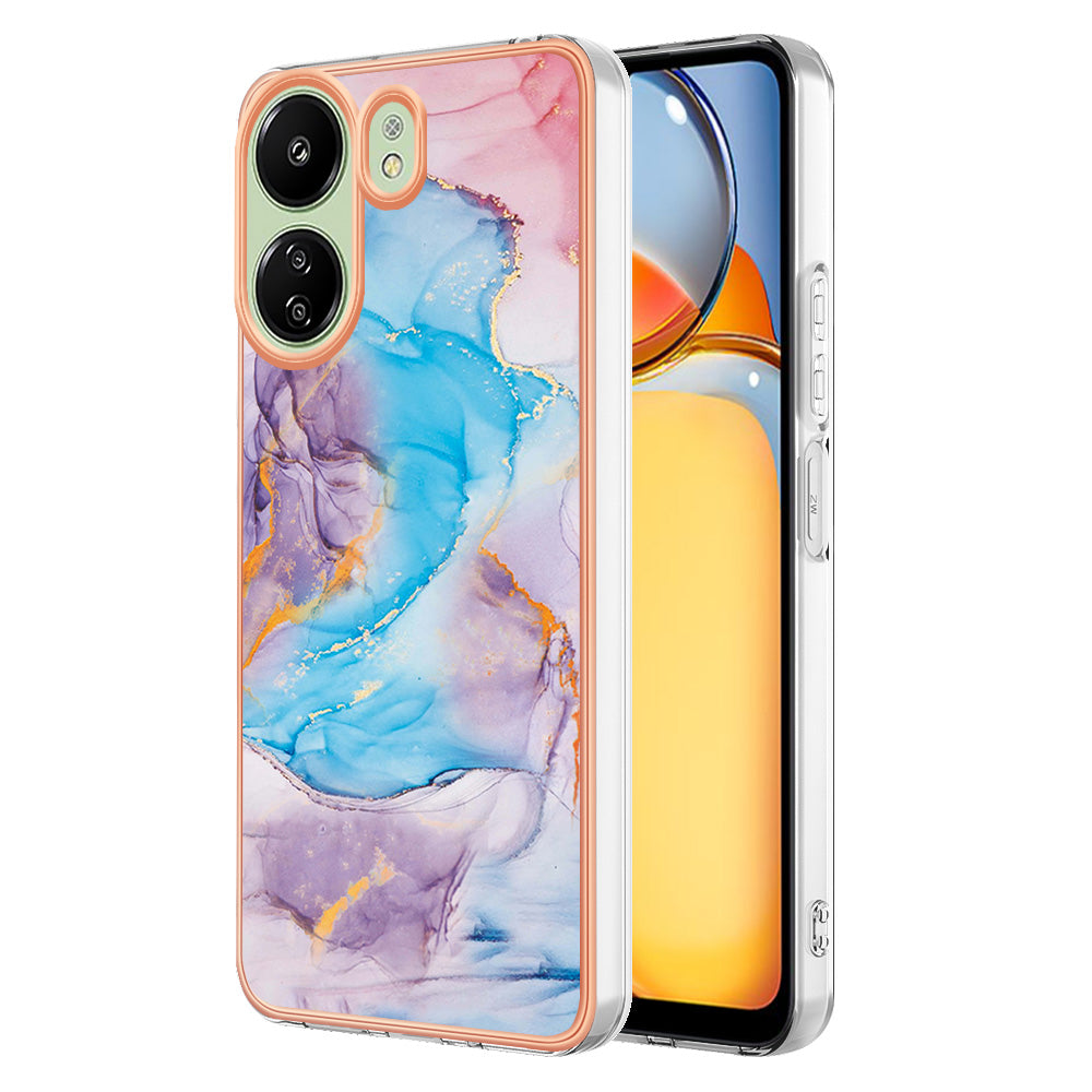 YB IMD Series-1 For Xiaomi Redmi 13C 4G / Poco C65 4G TPU Phone Case Electroplating Cover - Purple Flower