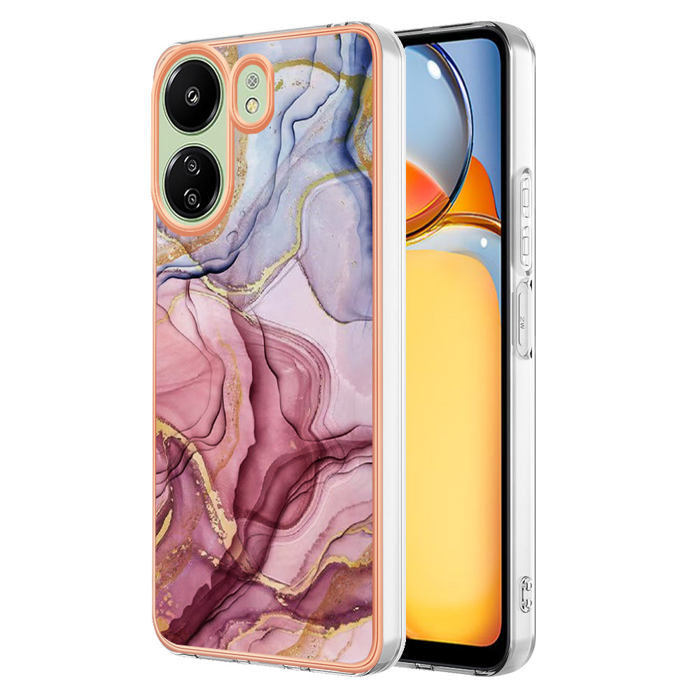 YB IMD Series-16 Style-E For Xiaomi Redmi 13C 4G / Poco C65 4G Soft TPU Case Electroplating Edge - Rose Gold