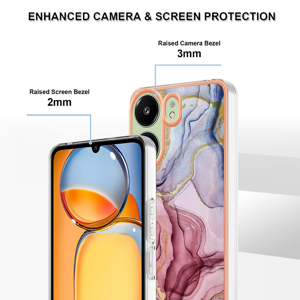 YB IMD Series-16 Style-E For Xiaomi Redmi 13C 4G / Poco C65 4G Soft TPU Case Electroplating Edge - Rose Gold