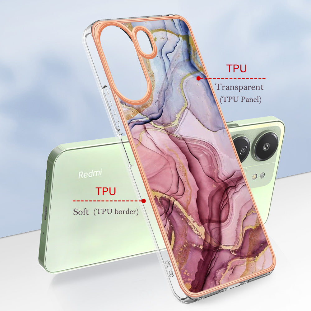 YB IMD Series-16 Style-E For Xiaomi Redmi 13C 4G / Poco C65 4G Soft TPU Case Electroplating Edge - Rose Gold