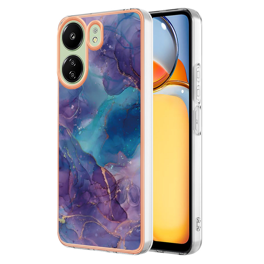 YB IMD Series-16 Style-E For Xiaomi Redmi 13C 4G / Poco C65 4G Soft TPU Case Electroplating Edge - Rose Gold