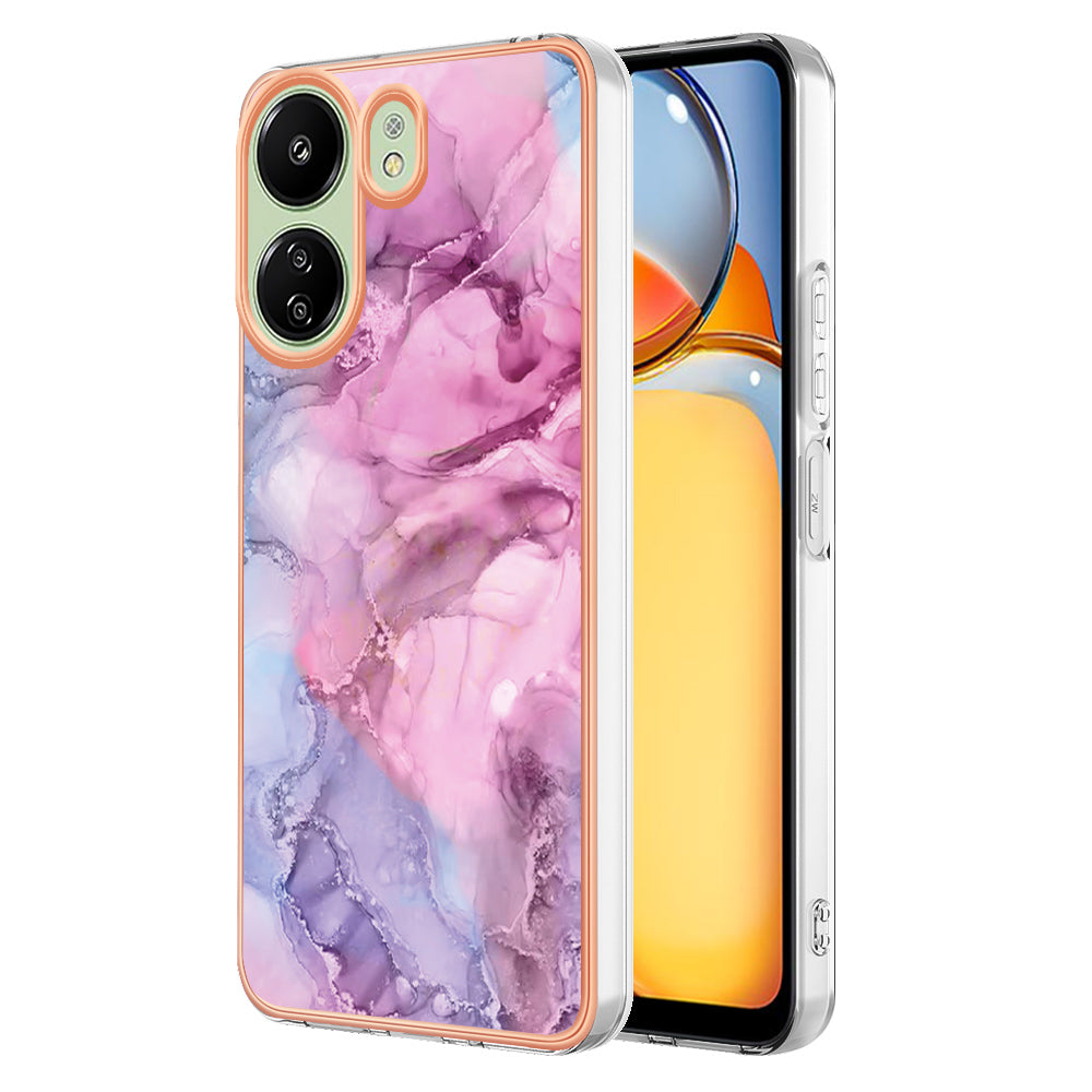 YB IMD Series-16 Style-E For Xiaomi Redmi 13C 4G / Poco C65 4G Soft TPU Case Electroplating Edge - Rose Gold