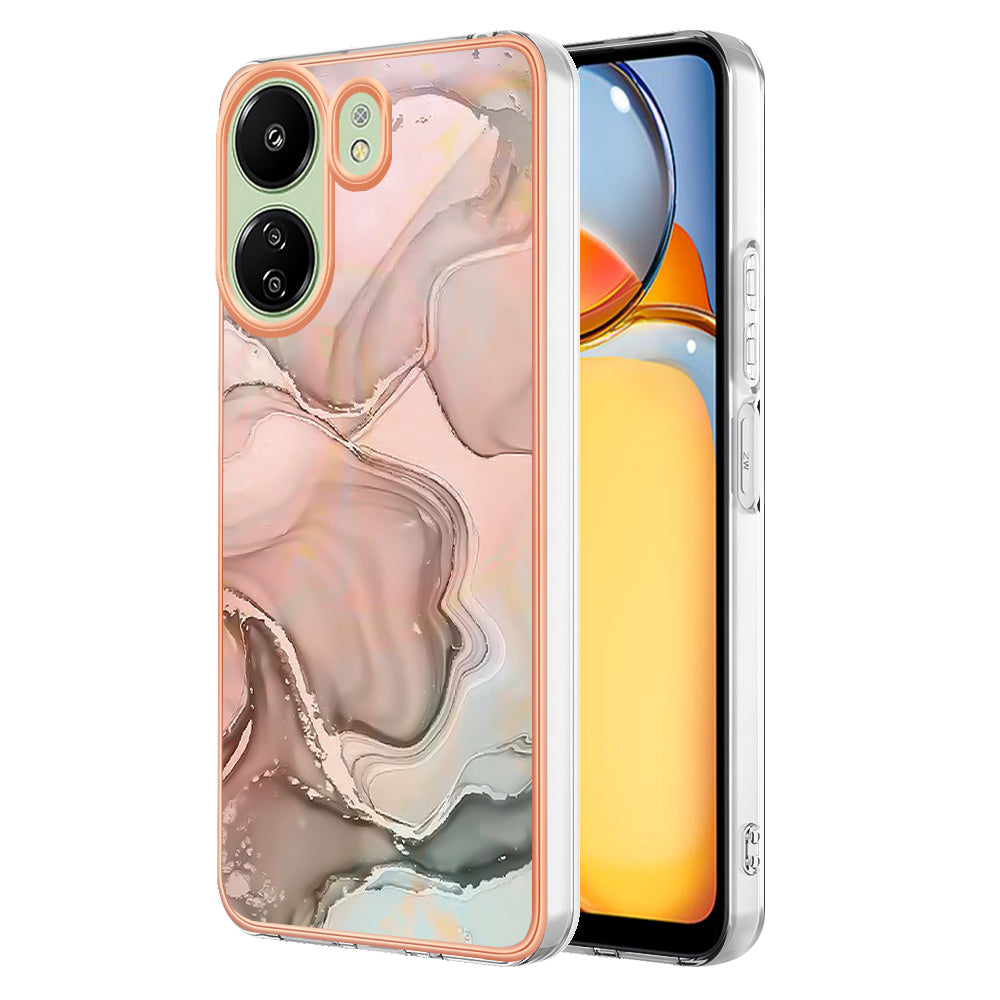 YB IMD Series-16 Style-E For Xiaomi Redmi 13C 4G / Poco C65 4G Soft TPU Case Electroplating Edge - Rose Gold