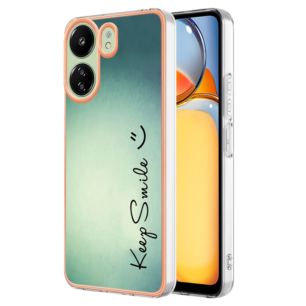YB IMD Series-19 Style-D For Xiaomi Redmi 13C 4G / Poco C65 4G TPU Case Electroplated Pattern Phone Cover - Keep Smile