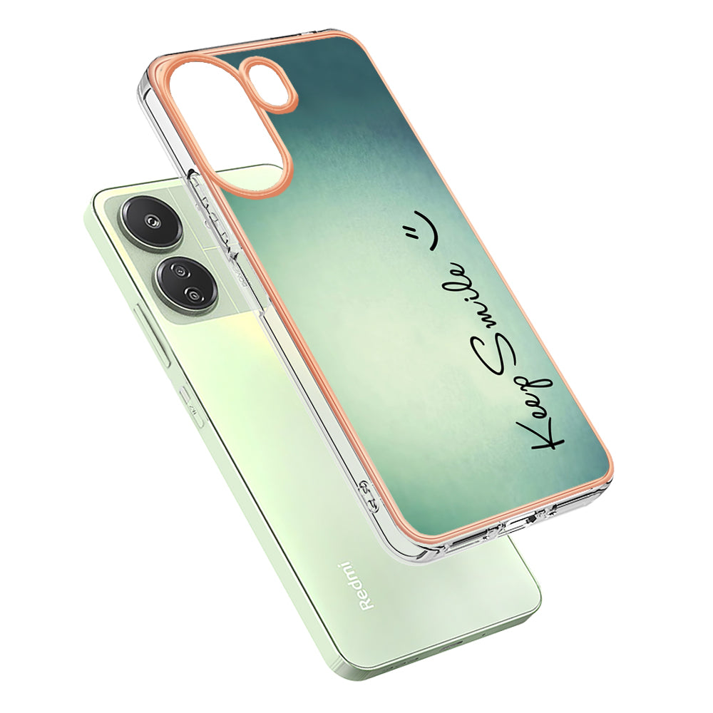 YB IMD Series-19 Style-D For Xiaomi Redmi 13C 4G / Poco C65 4G TPU Case Electroplated Pattern Phone Cover - Keep Smile