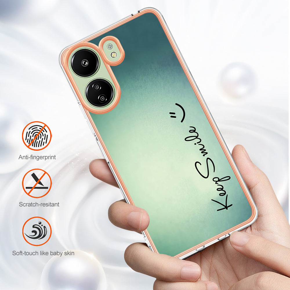 YB IMD Series-19 Style-D For Xiaomi Redmi 13C 4G / Poco C65 4G TPU Case Electroplated Pattern Phone Cover - Keep Smile