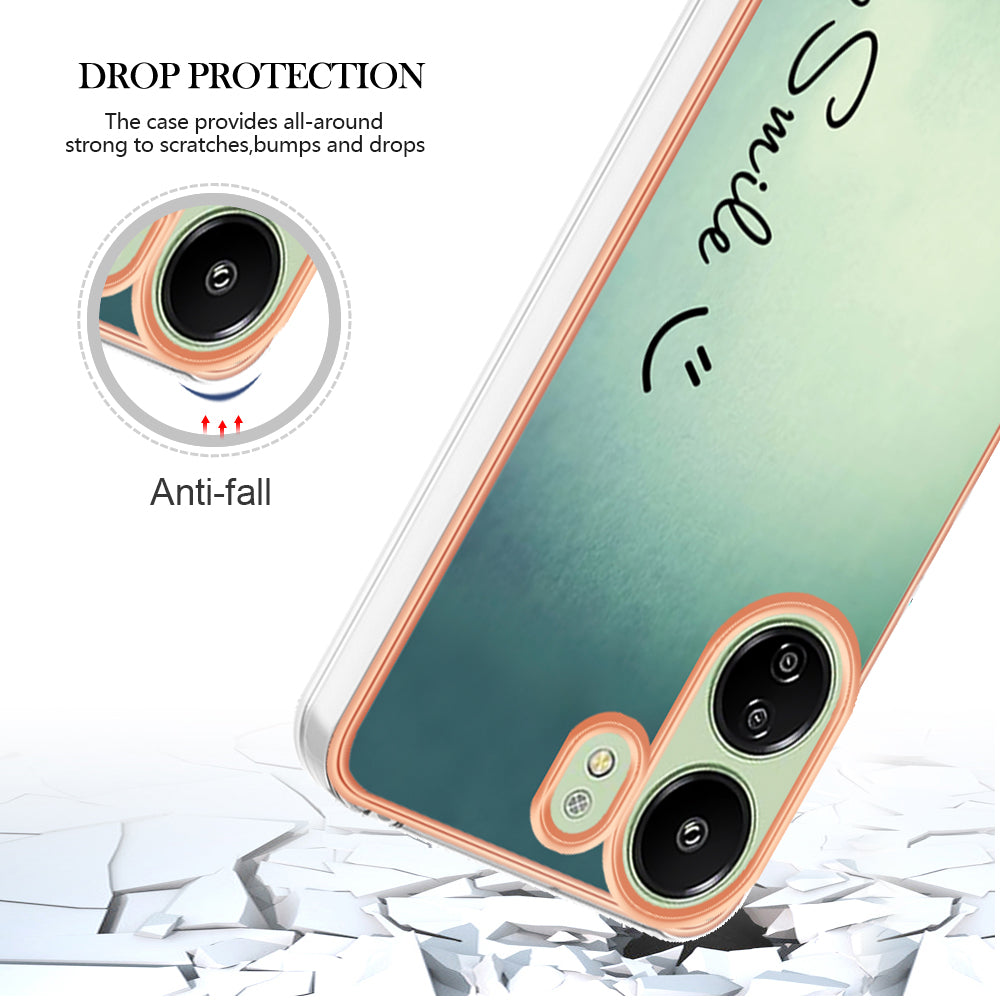 YB IMD Series-19 Style-D For Xiaomi Redmi 13C 4G / Poco C65 4G TPU Case Electroplated Pattern Phone Cover - Keep Smile