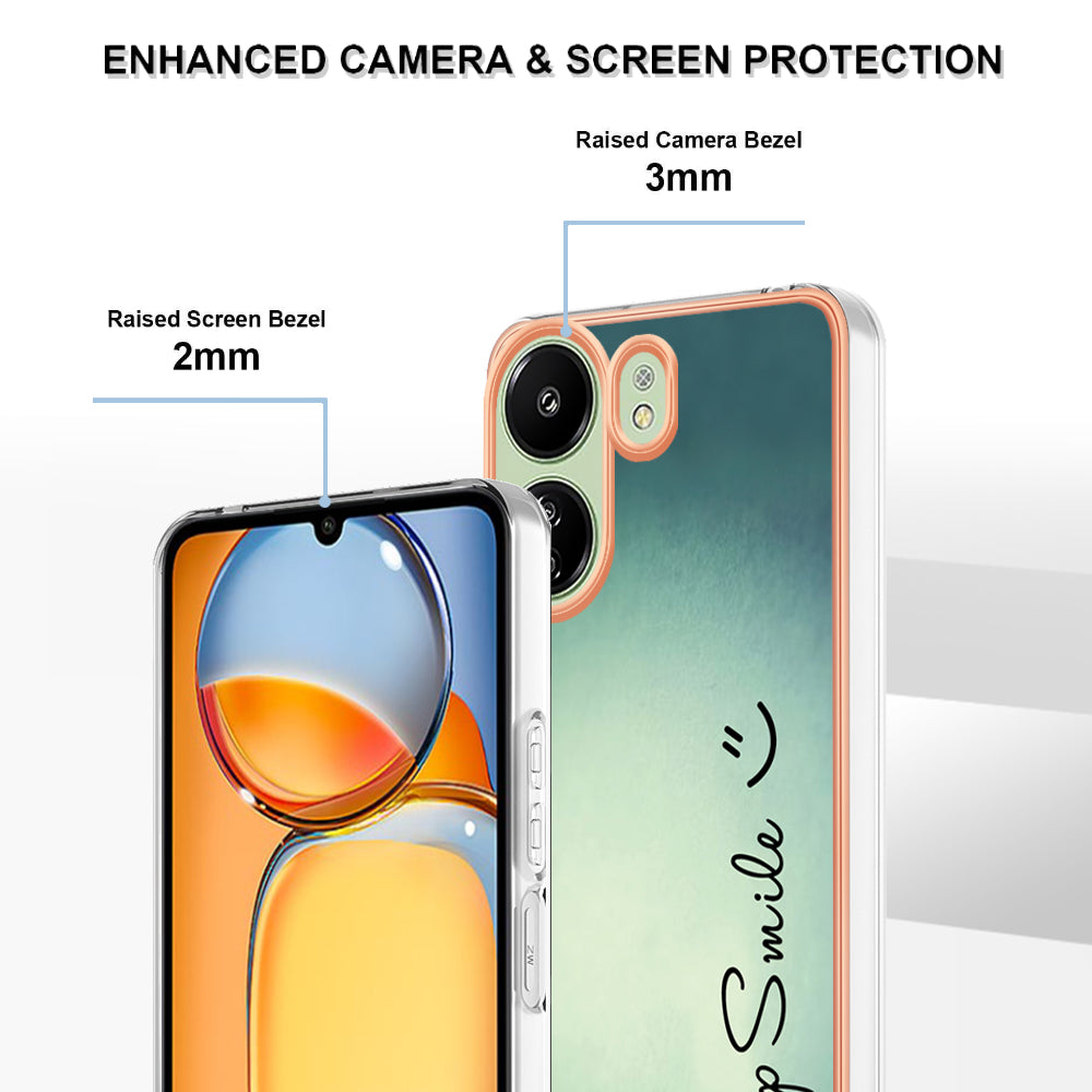 YB IMD Series-19 Style-D For Xiaomi Redmi 13C 4G / Poco C65 4G TPU Case Electroplated Pattern Phone Cover - Keep Smile