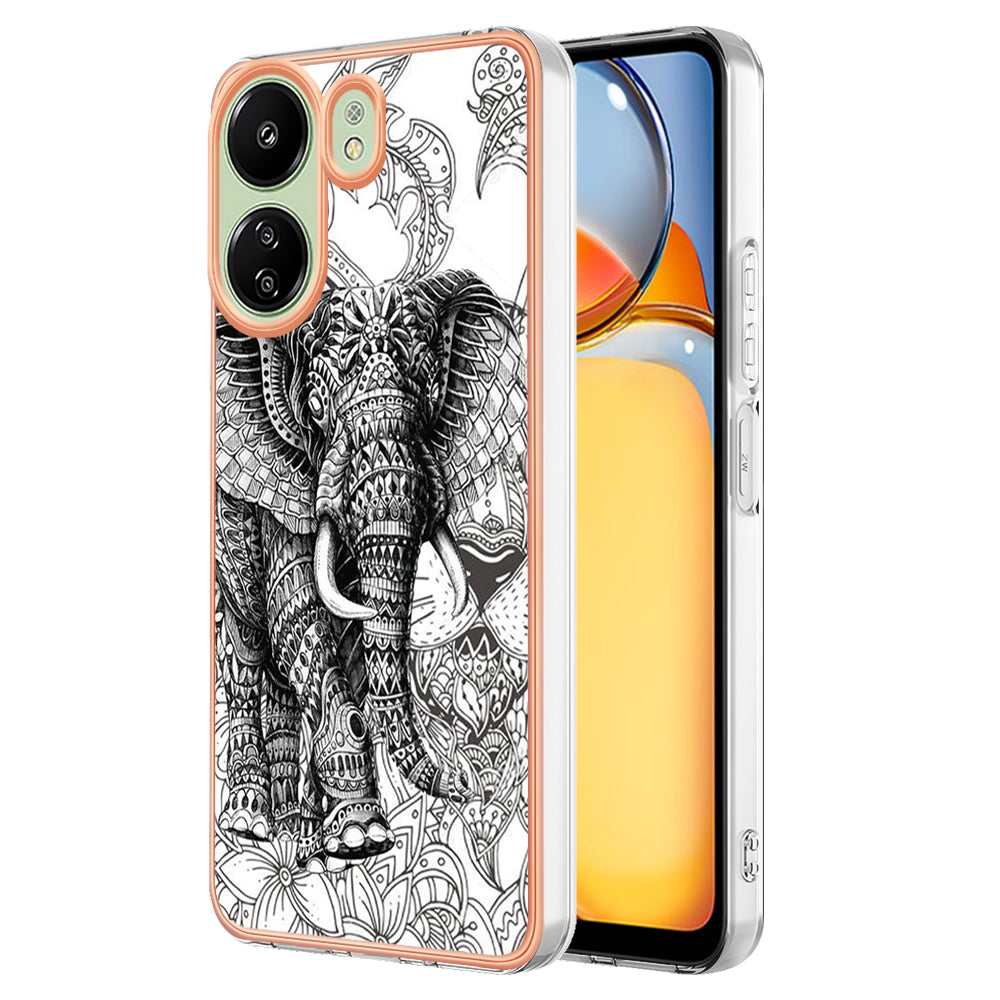 YB IMD Series-19 Style-D For Xiaomi Redmi 13C 4G / Poco C65 4G TPU Case Electroplated Pattern Phone Cover - Keep Smile