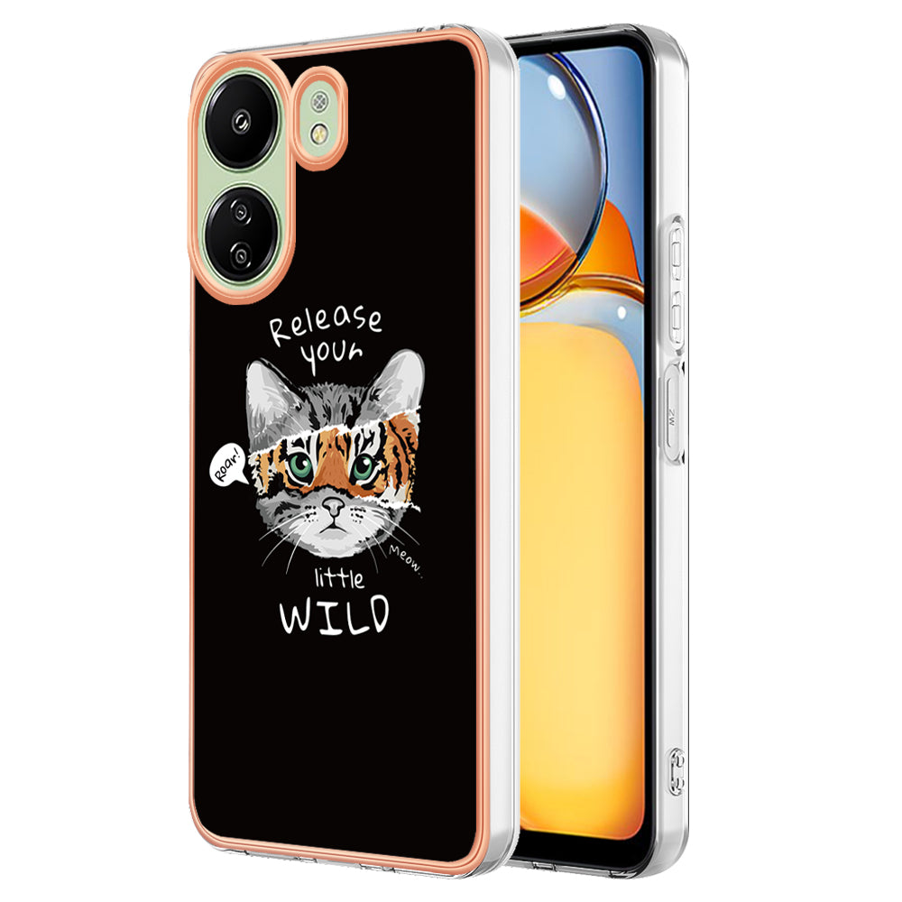YB IMD Series-19 Style-D For Xiaomi Redmi 13C 4G / Poco C65 4G TPU Case Electroplated Pattern Phone Cover - Keep Smile