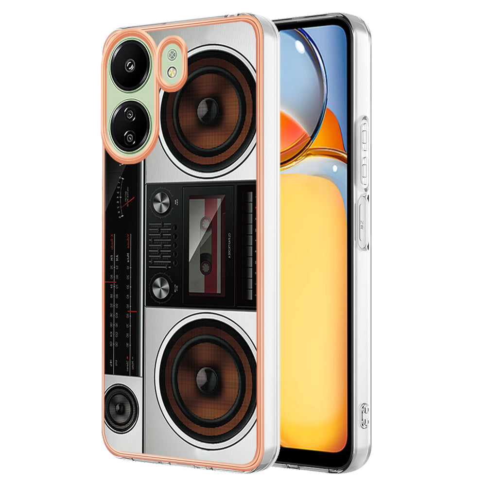 YB IMD Series-19 Style-D For Xiaomi Redmi 13C 4G / Poco C65 4G TPU Case Electroplated Pattern Phone Cover - Keep Smile