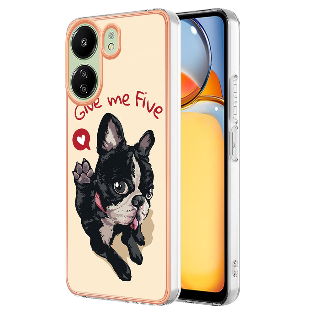 YB IMD Series-19 Style-D For Xiaomi Redmi 13C 4G / Poco C65 4G TPU Case Electroplated Pattern Phone Cover - Keep Smile