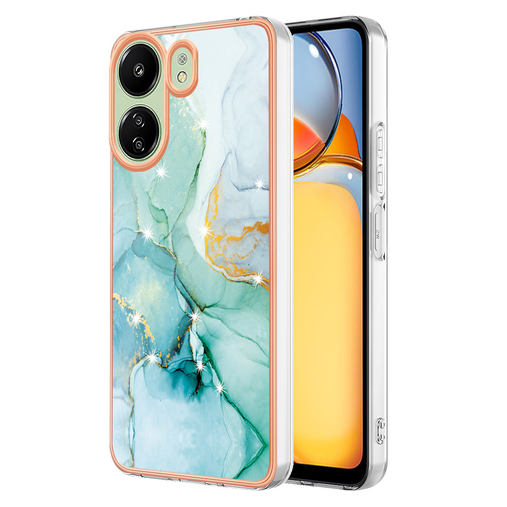 YB IMD Series-2 For Xiaomi Redmi 13C 4G / Poco C65 4G TPU Case Marble Electroplating Frame - Purple 002