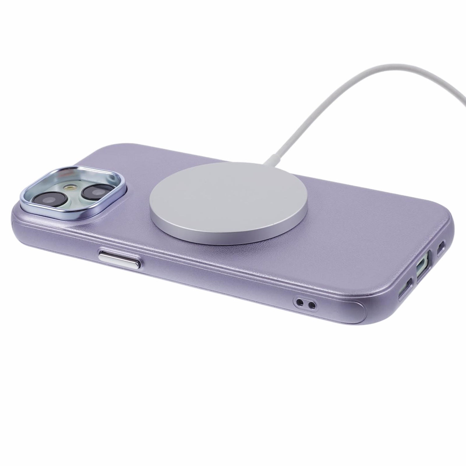 For iPhone 15 PU Leather+PC+TPU Phone Case Magnetic Cover - Purple