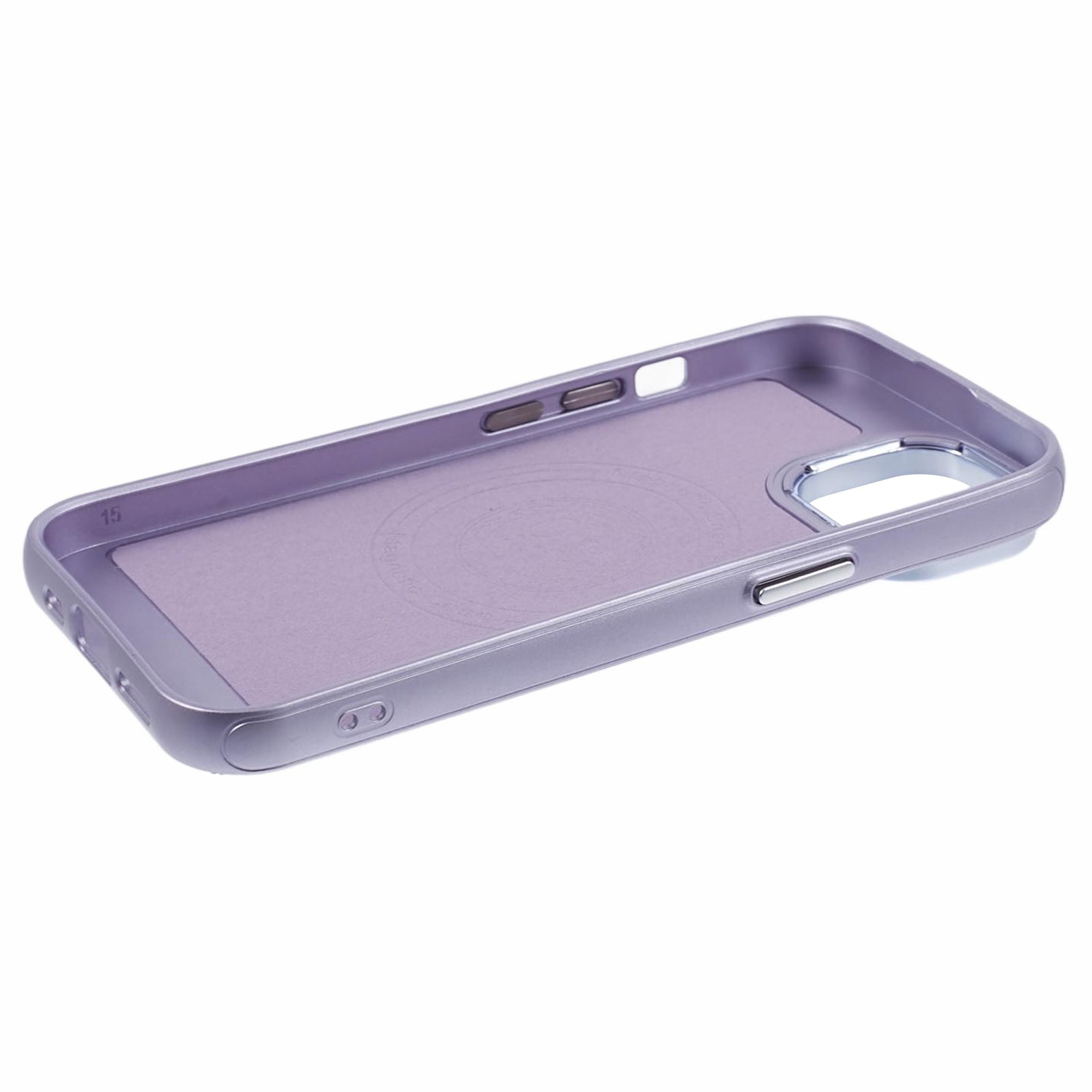 For iPhone 15 PU Leather+PC+TPU Phone Case Magnetic Cover - Purple