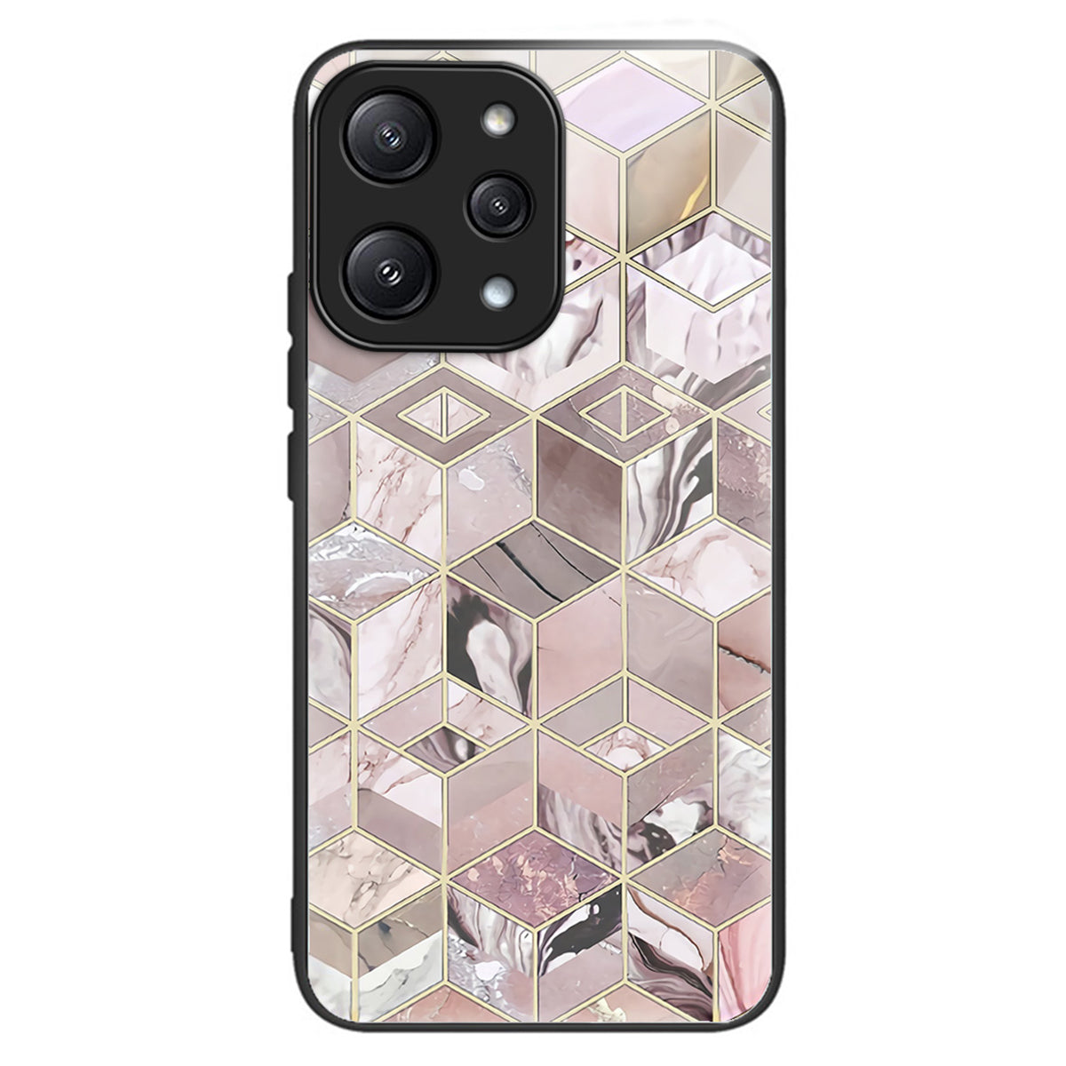 For Xiaomi Redmi 12 5G (Global) Pattern Tempered Glass Cover Anti-Scratch Phone Case - Magnolia