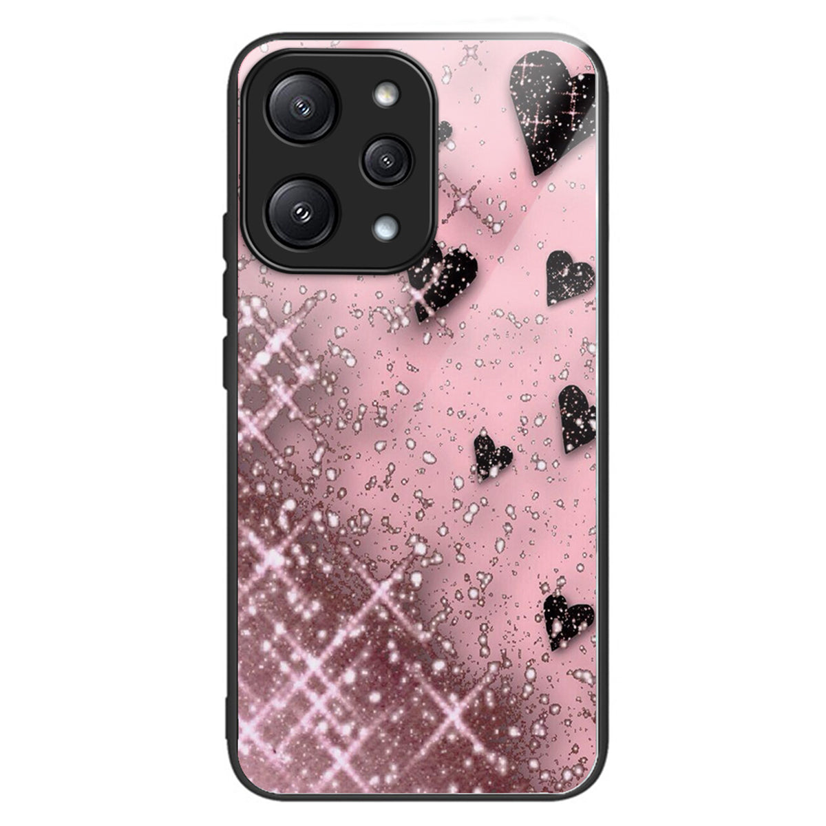 For Xiaomi Redmi 12 5G (Global) Pattern Tempered Glass Cover Anti-Scratch Phone Case - Magnolia