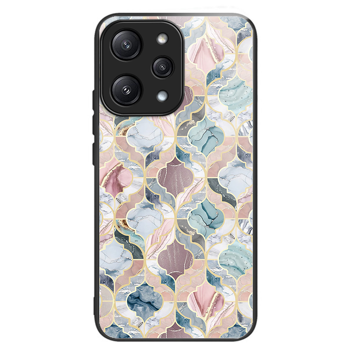For Xiaomi Redmi 12 5G (Global) Pattern Tempered Glass Cover Anti-Scratch Phone Case - Magnolia