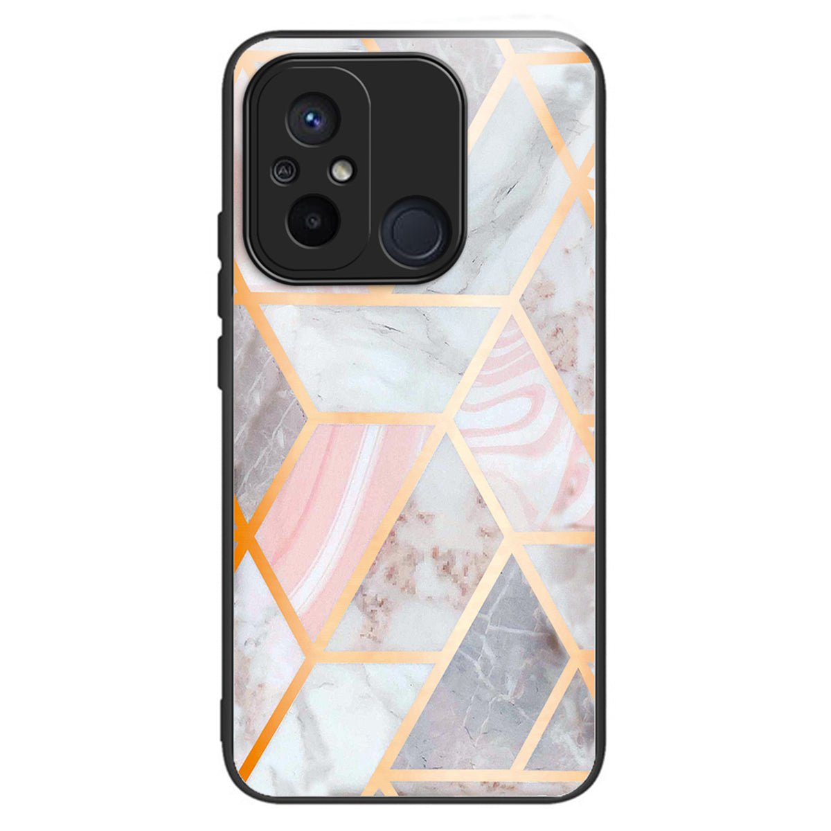 For Xiaomi Redmi 12C 4G Phone Case Tempered Glass Pattern Back+TPU Frame Cover - Cherry Blossom Trees