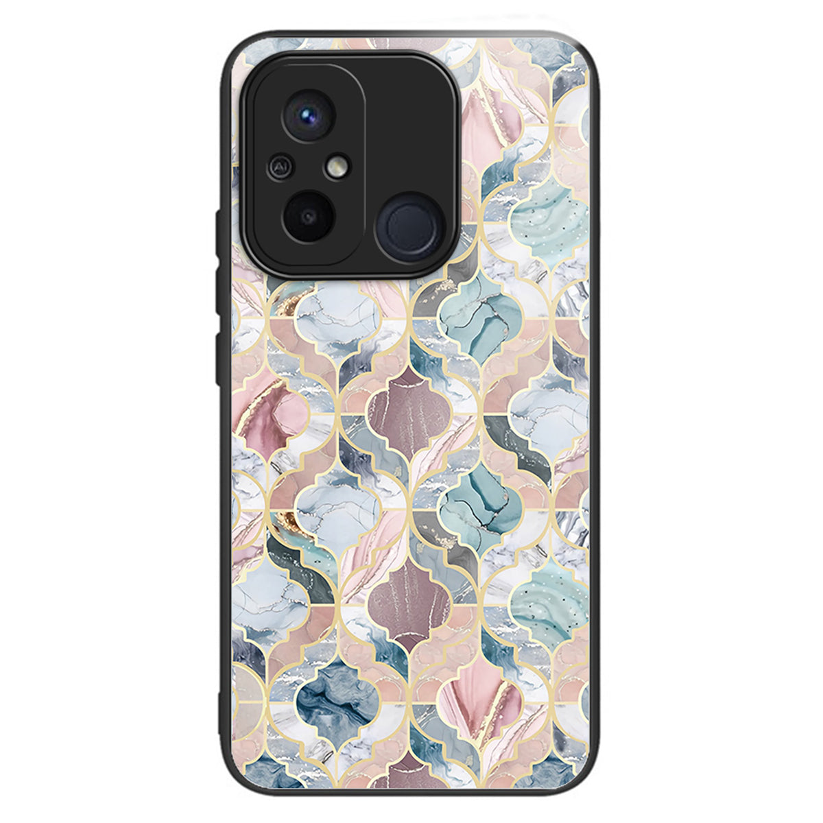 For Xiaomi Redmi 12C 4G Phone Case Tempered Glass Pattern Back+TPU Frame Cover - Cherry Blossom Trees