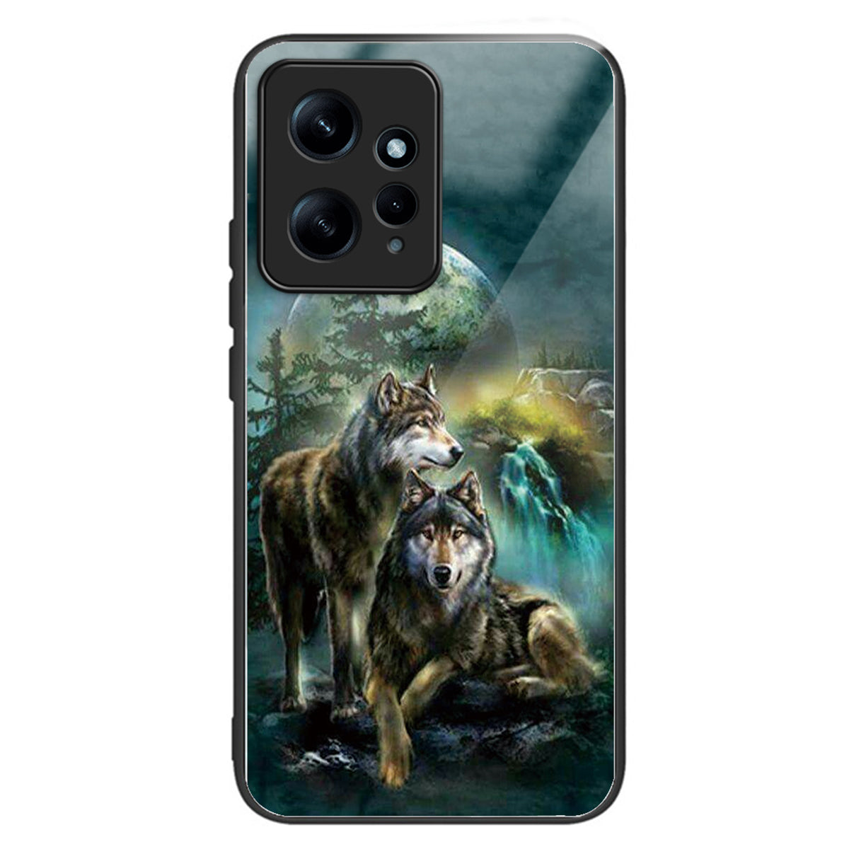 For Xiaomi Redmi Note 12 4G Pattern Phone Case Tempered Glass+TPU Hybrid Shell - Flower / Butterfly
