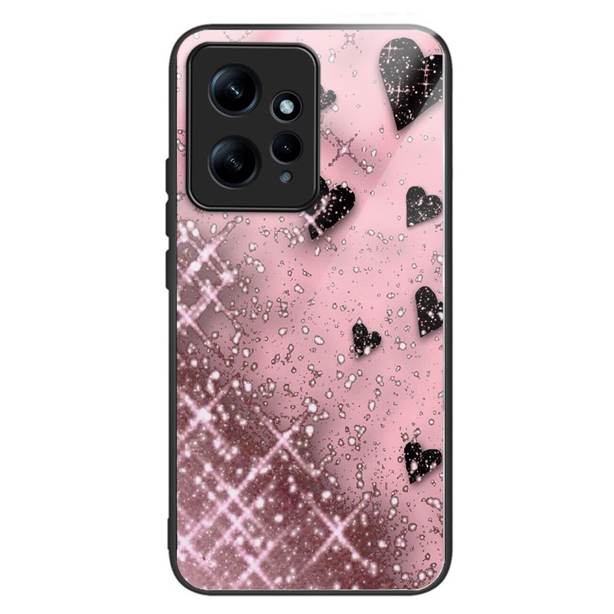 For Xiaomi Redmi Note 12 4G Pattern Phone Case Tempered Glass+TPU Hybrid Shell - Flower / Butterfly
