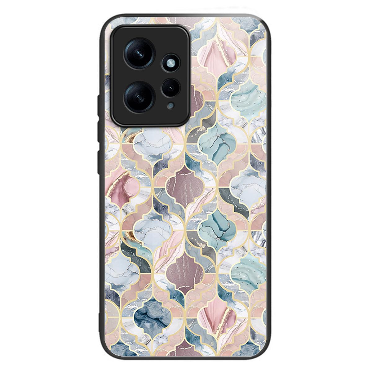 For Xiaomi Redmi Note 12 4G Pattern Phone Case Tempered Glass+TPU Hybrid Shell - Flower / Butterfly