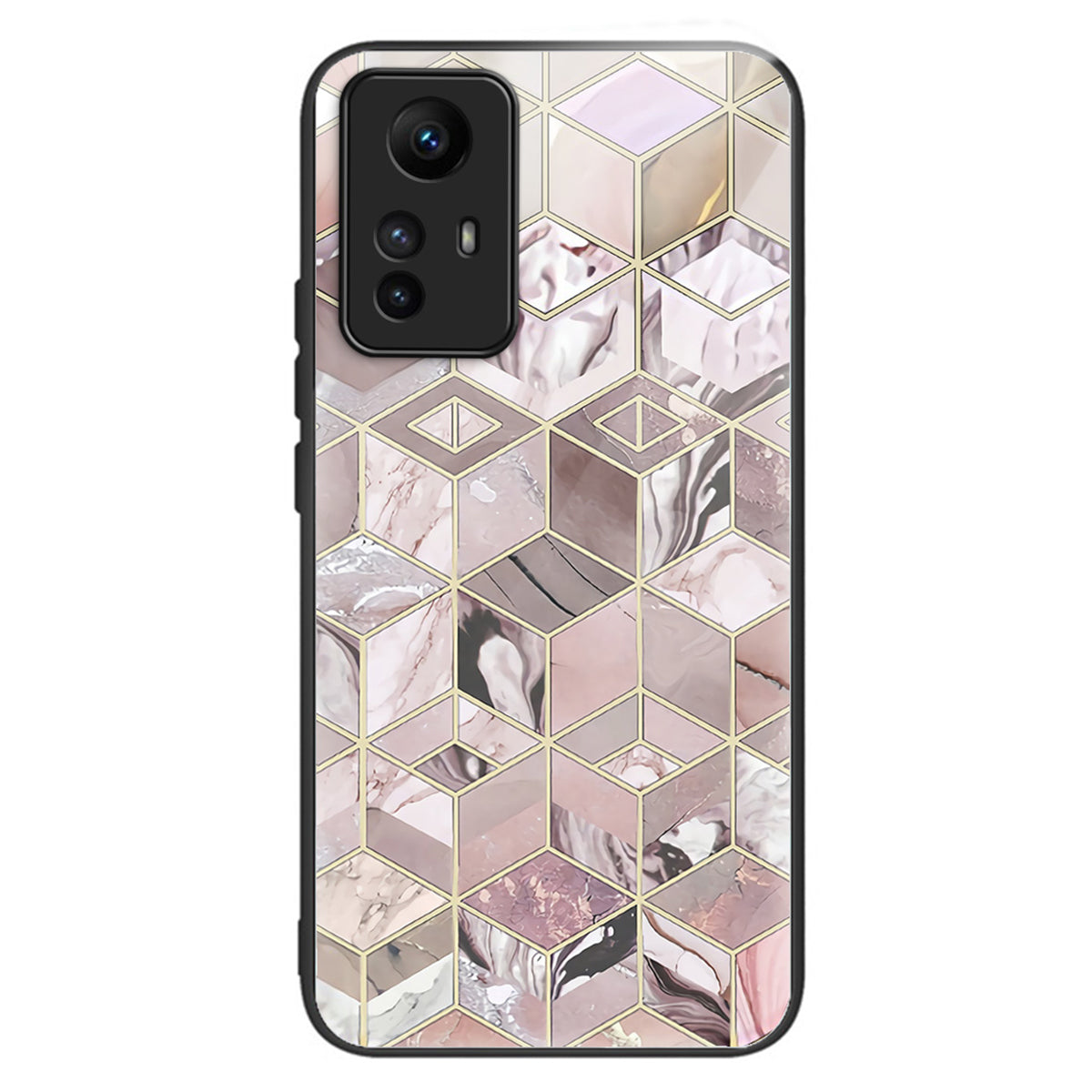 For Xiaomi Redmi Note 12S 4G Tempered Glass Back Case Anti-Scratch Phone Cover Pattern Printed - Block Marble