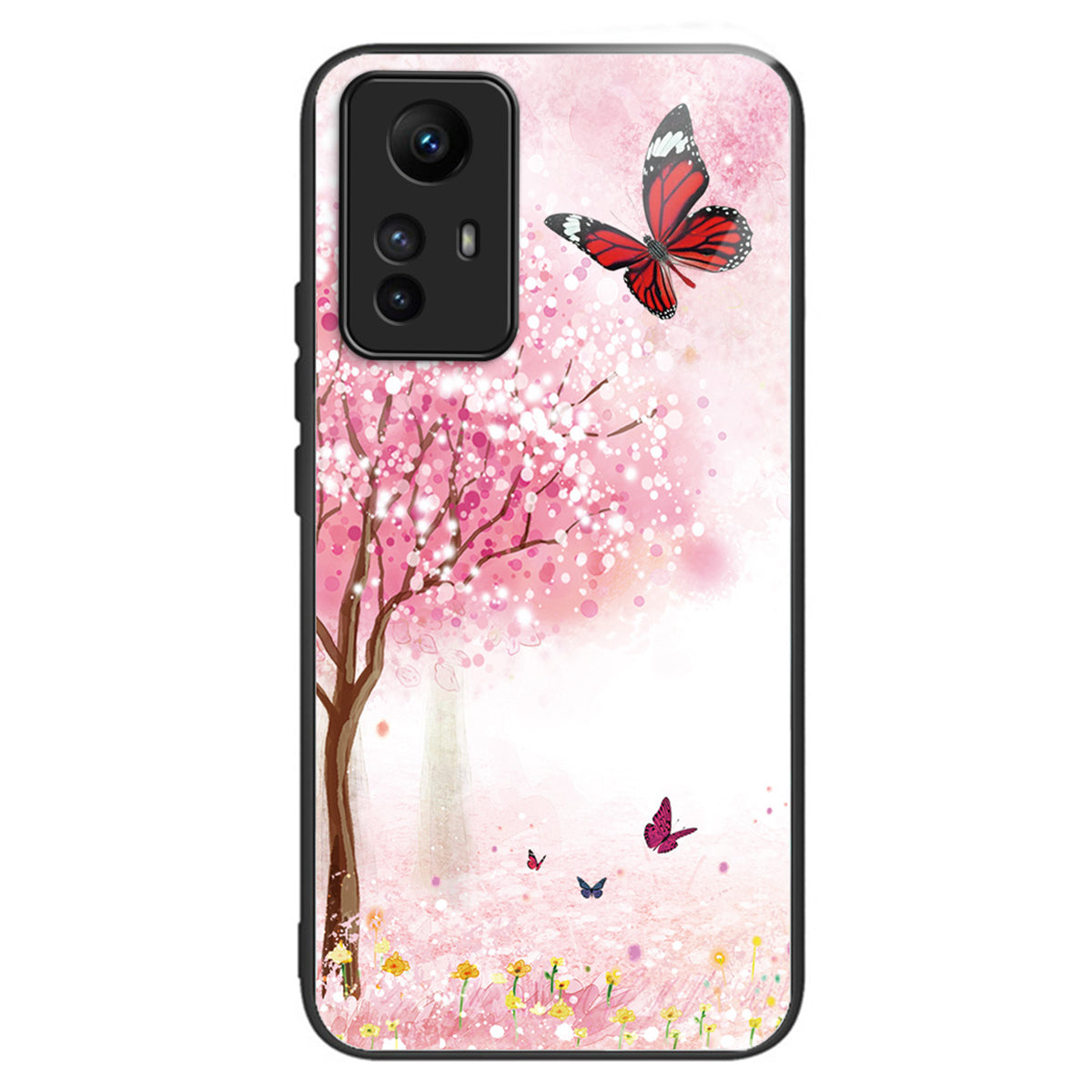 For Xiaomi Redmi Note 12S 4G Tempered Glass Back Case Anti-Scratch Phone Cover Pattern Printed - Block Marble