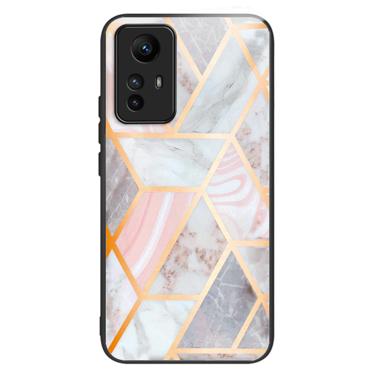 For Xiaomi Redmi Note 12S 4G Tempered Glass Back Case Anti-Scratch Phone Cover Pattern Printed - Block Marble