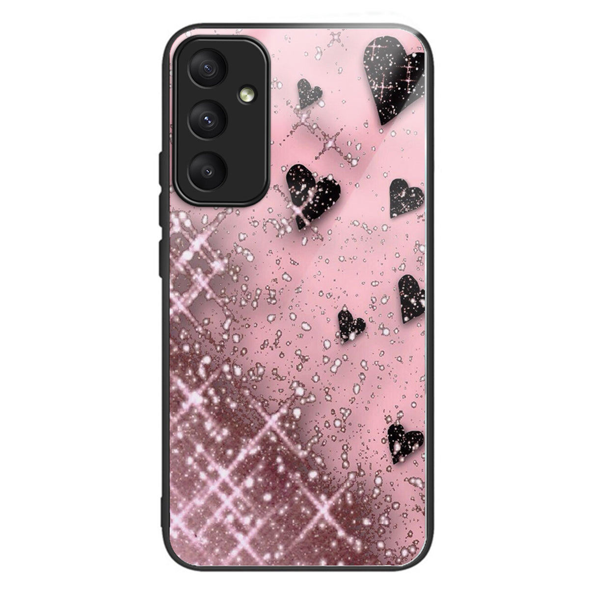 For Samsung Galaxy A35 5G Case Pattern Print Design Tempered Glass+TPU Phone Cover - Pink Splicing Marble