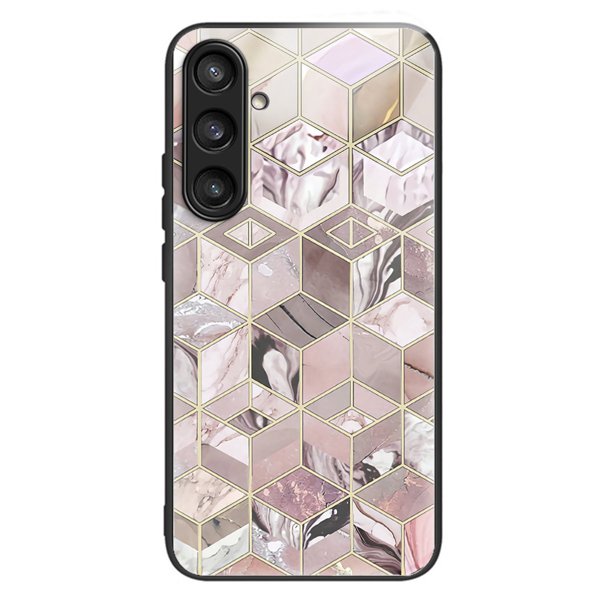 For Samsung Galaxy S23 FE Phone Case Patterned Tempered Glass + TPU Shock Protective Cover - Love / Pink