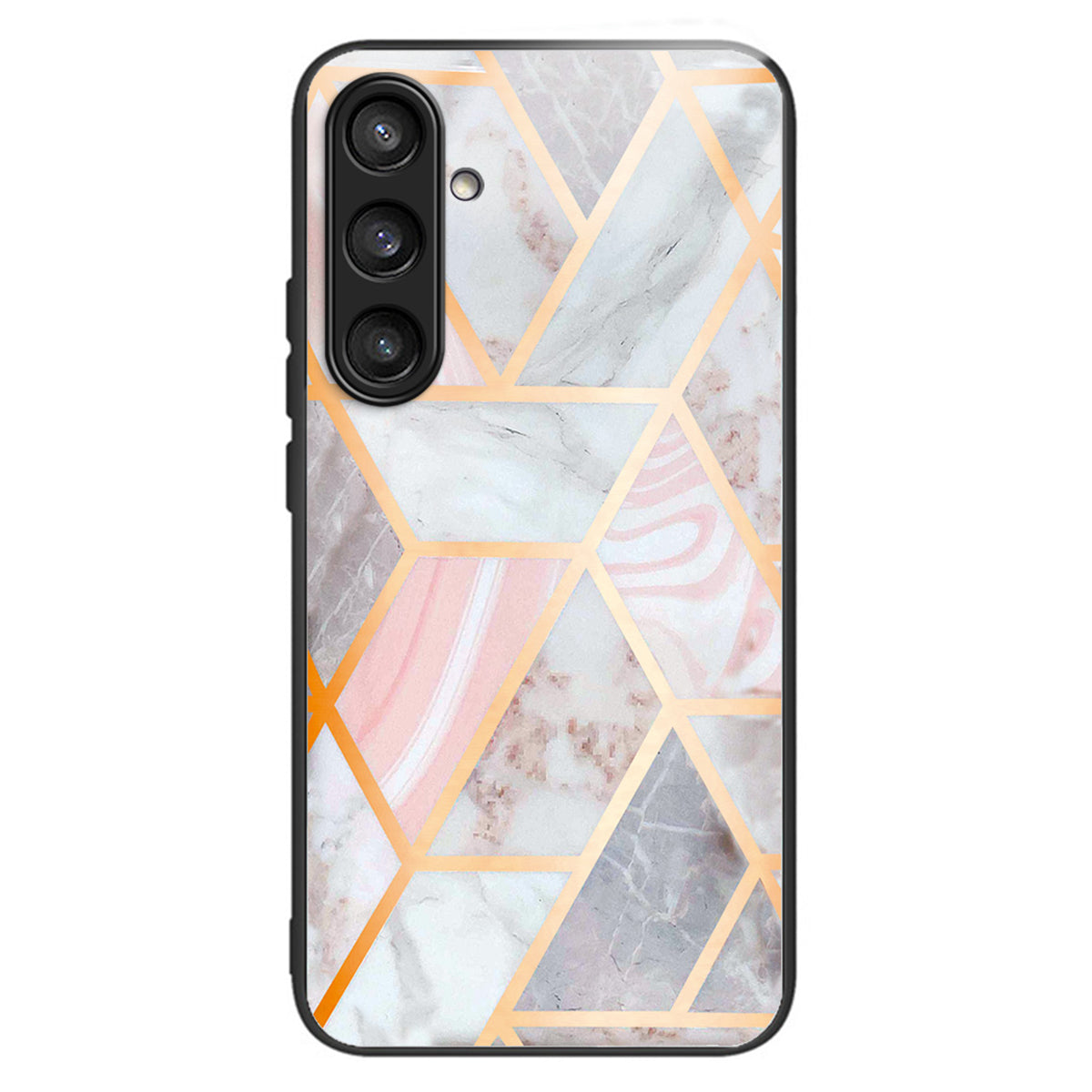 For Samsung Galaxy S23 FE Phone Case Patterned Tempered Glass + TPU Shock Protective Cover - Love / Pink