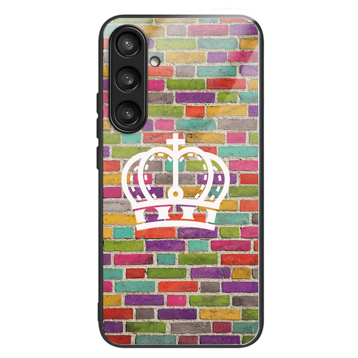 For Samsung Galaxy S23 FE Phone Case Patterned Tempered Glass + TPU Shock Protective Cover - Love / Pink