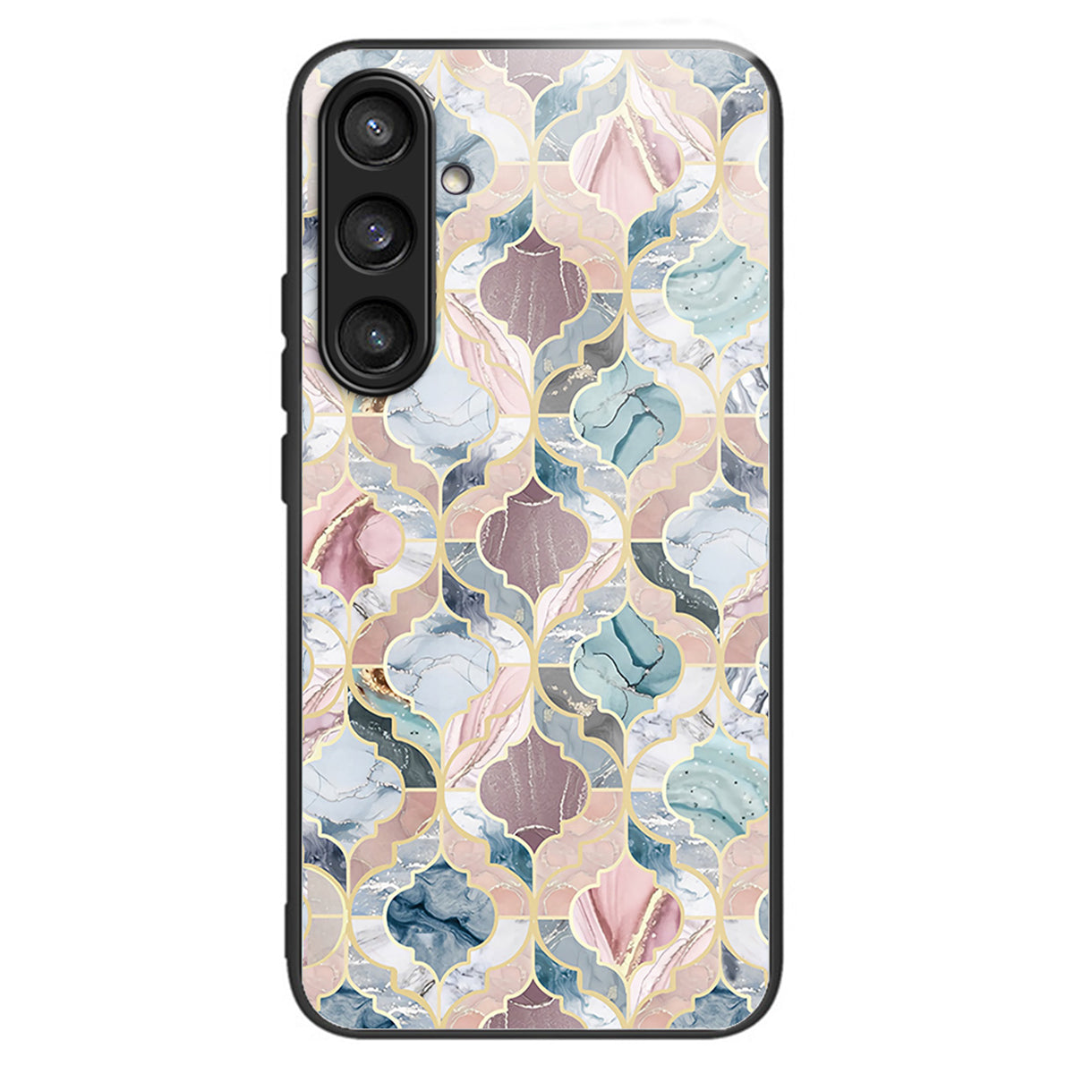 For Samsung Galaxy S23 FE Phone Case Patterned Tempered Glass + TPU Shock Protective Cover - Love / Pink