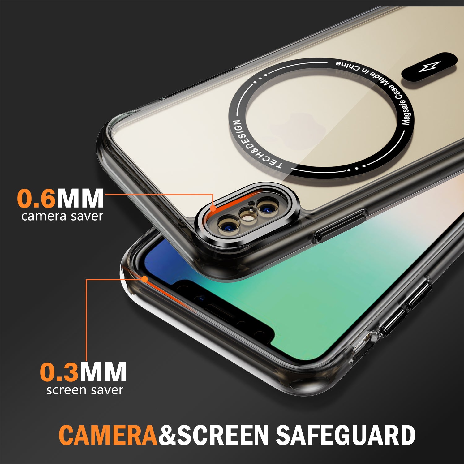 YSM Magnetic Case for iPhone XS Max Compatible with MagSafe Anti-Scratch Phone Cover - Transparent Black