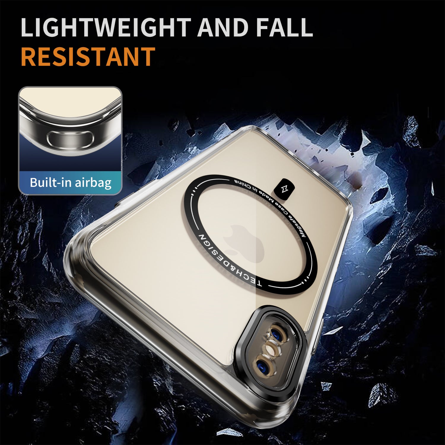 YSM Magnetic Case for iPhone XS Max Compatible with MagSafe Anti-Scratch Phone Cover - Transparent Black