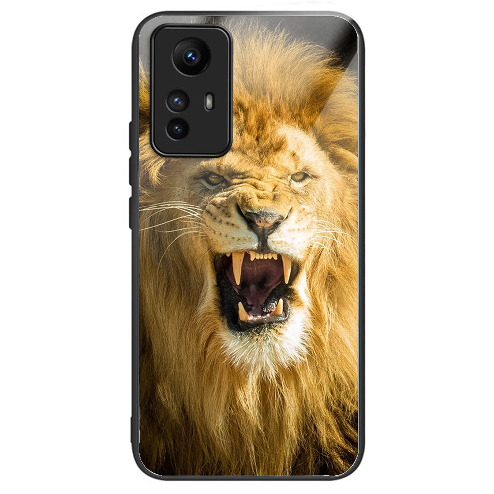 For Xiaomi Redmi Note 12S 4G Pattern Design Tempered Glass Phone Case Anti-Drop Cover - Columns Crown