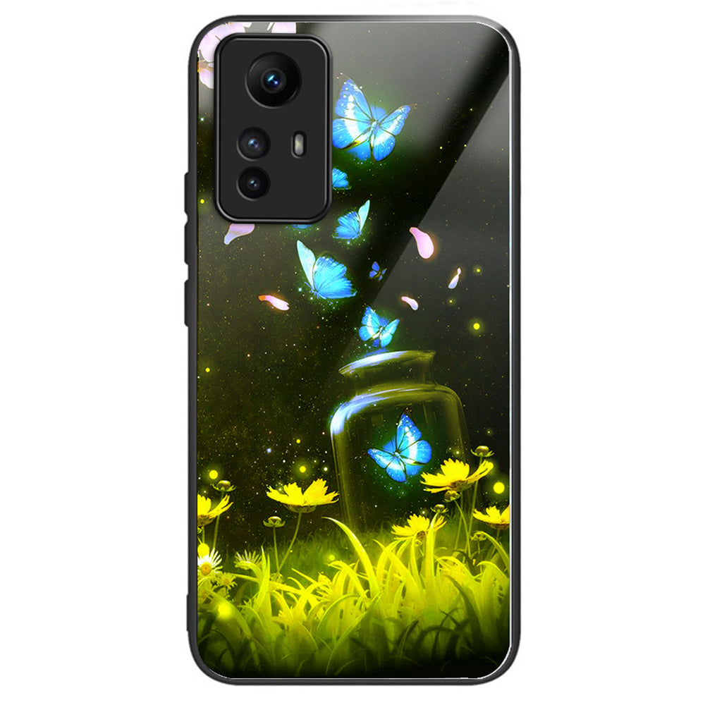 For Xiaomi Redmi Note 12S 4G Pattern Design Tempered Glass Phone Case Anti-Drop Cover - Columns Crown