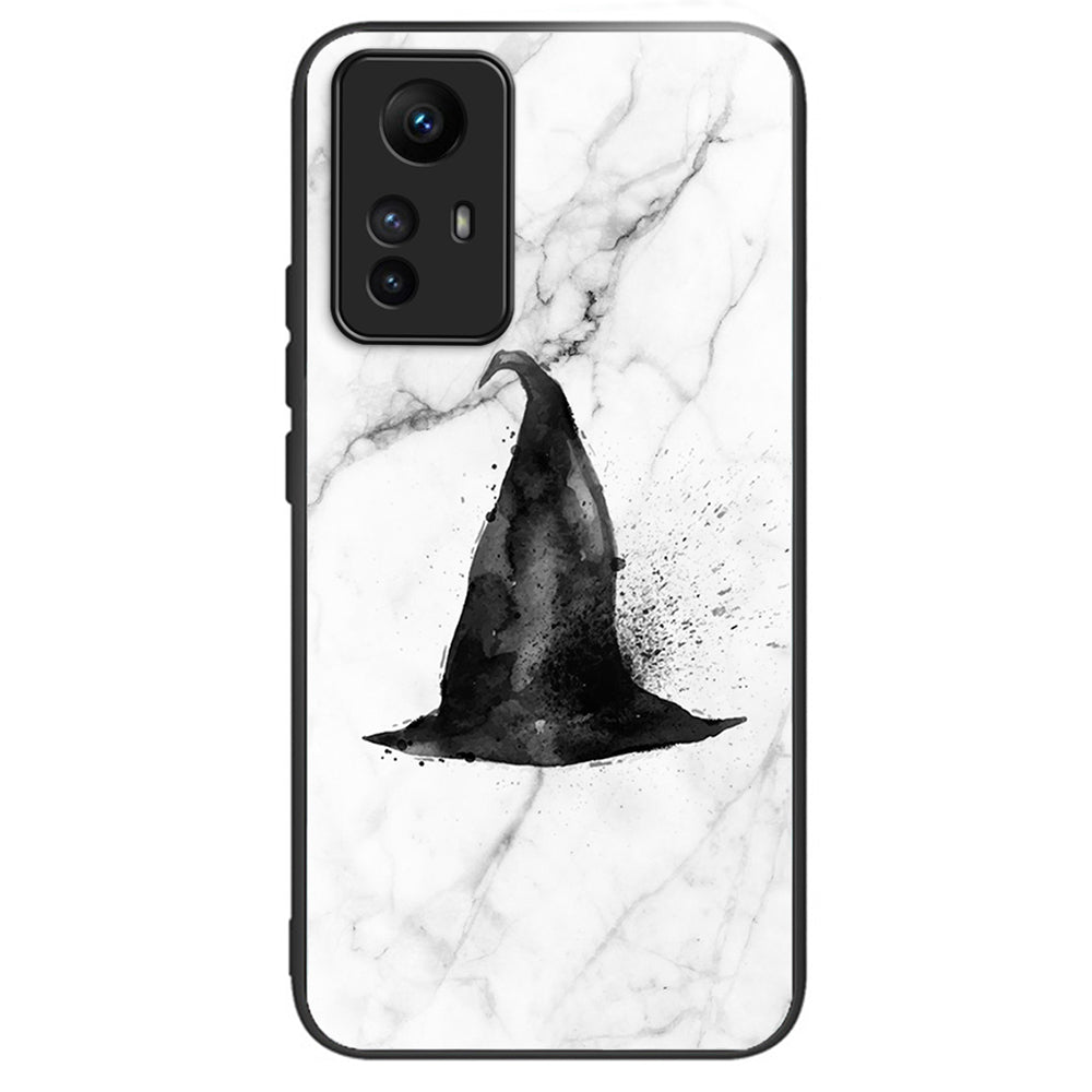 For Xiaomi Redmi Note 12S 4G Pattern Design Tempered Glass Phone Case Anti-Drop Cover - Columns Crown