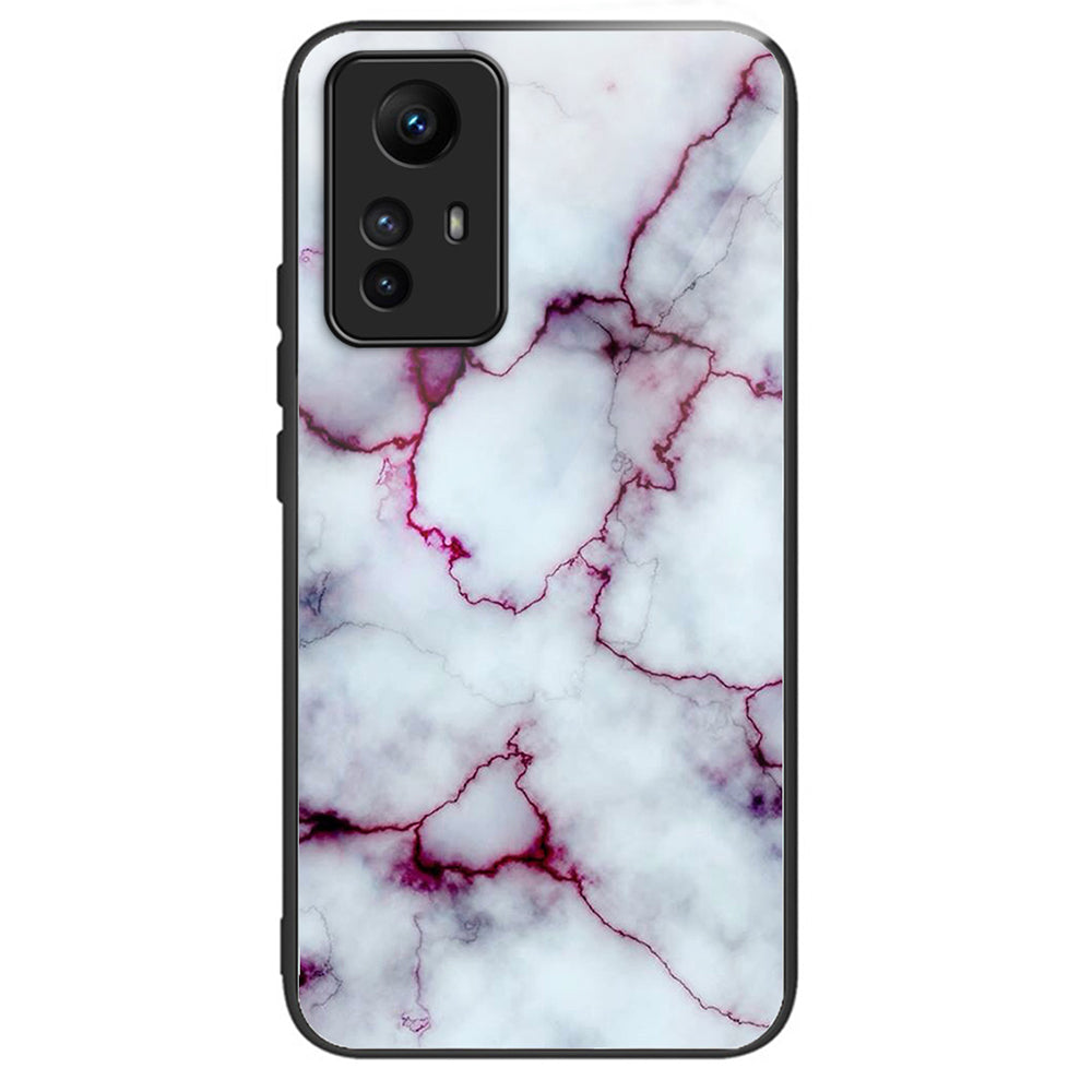 For Xiaomi Redmi Note 12S 4G Pattern Design Tempered Glass Phone Case Anti-Drop Cover - Columns Crown