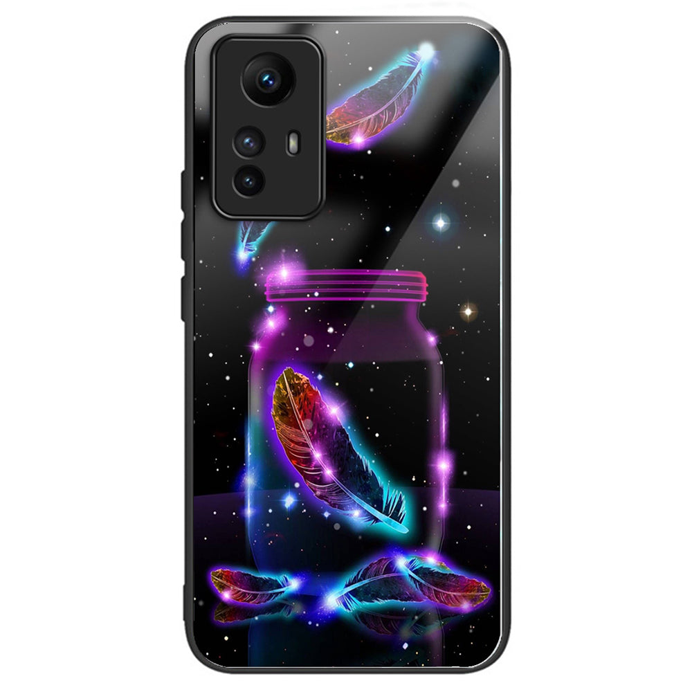 For Xiaomi Redmi Note 12S 4G Pattern Design Tempered Glass Phone Case Anti-Drop Cover - Columns Crown