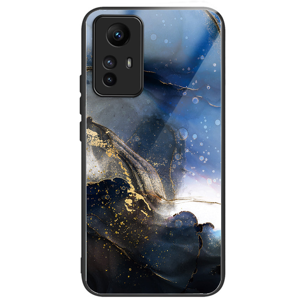 For Xiaomi Redmi Note 12S 4G Pattern Design Tempered Glass Phone Case Anti-Drop Cover - Columns Crown