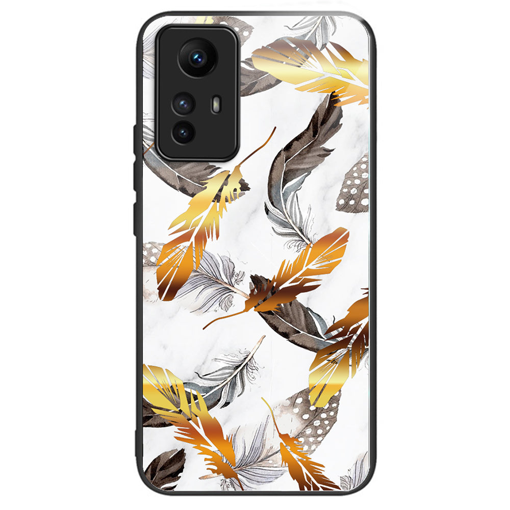 For Xiaomi Redmi Note 12S 4G Pattern Design Tempered Glass Phone Case Anti-Drop Cover - Columns Crown
