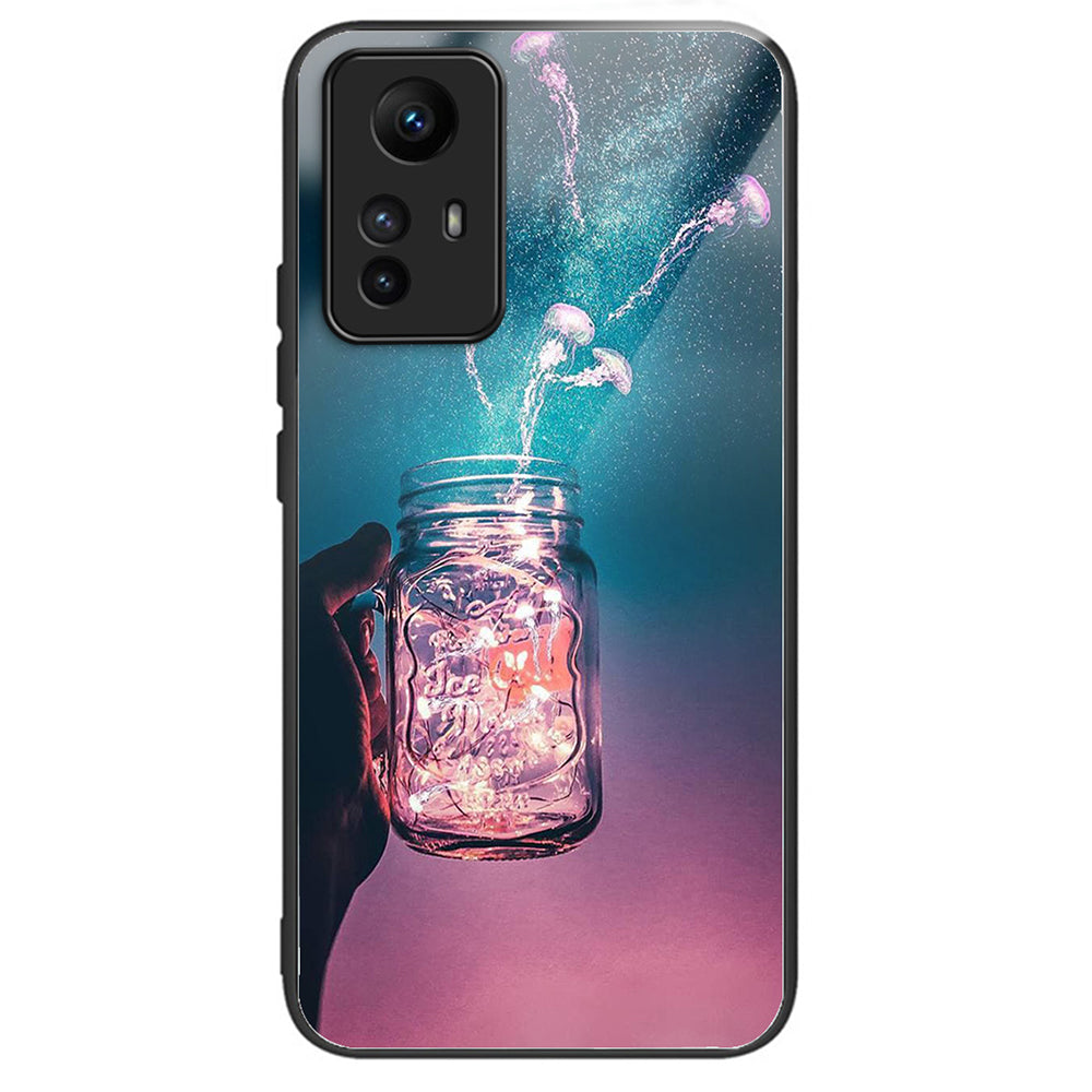 For Xiaomi Redmi Note 12S 4G Pattern Design Tempered Glass Phone Case Anti-Drop Cover - Columns Crown