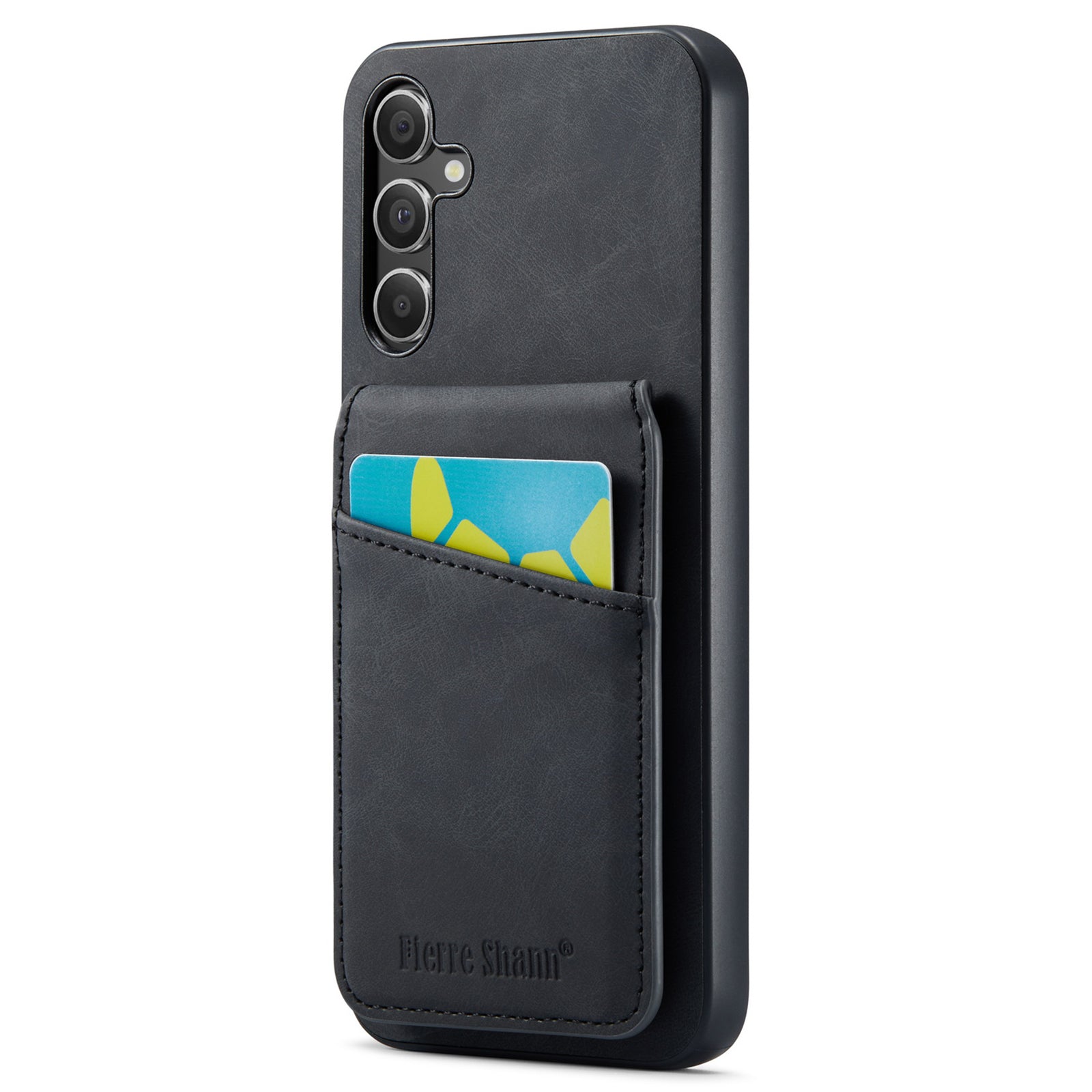 FIERRE SHANN For Samsung Galaxy A24 4G (162.1 x 77.6 x 8.3mm) Case PU+TPU Crazy Horse Texture Cellphone Cover - Black