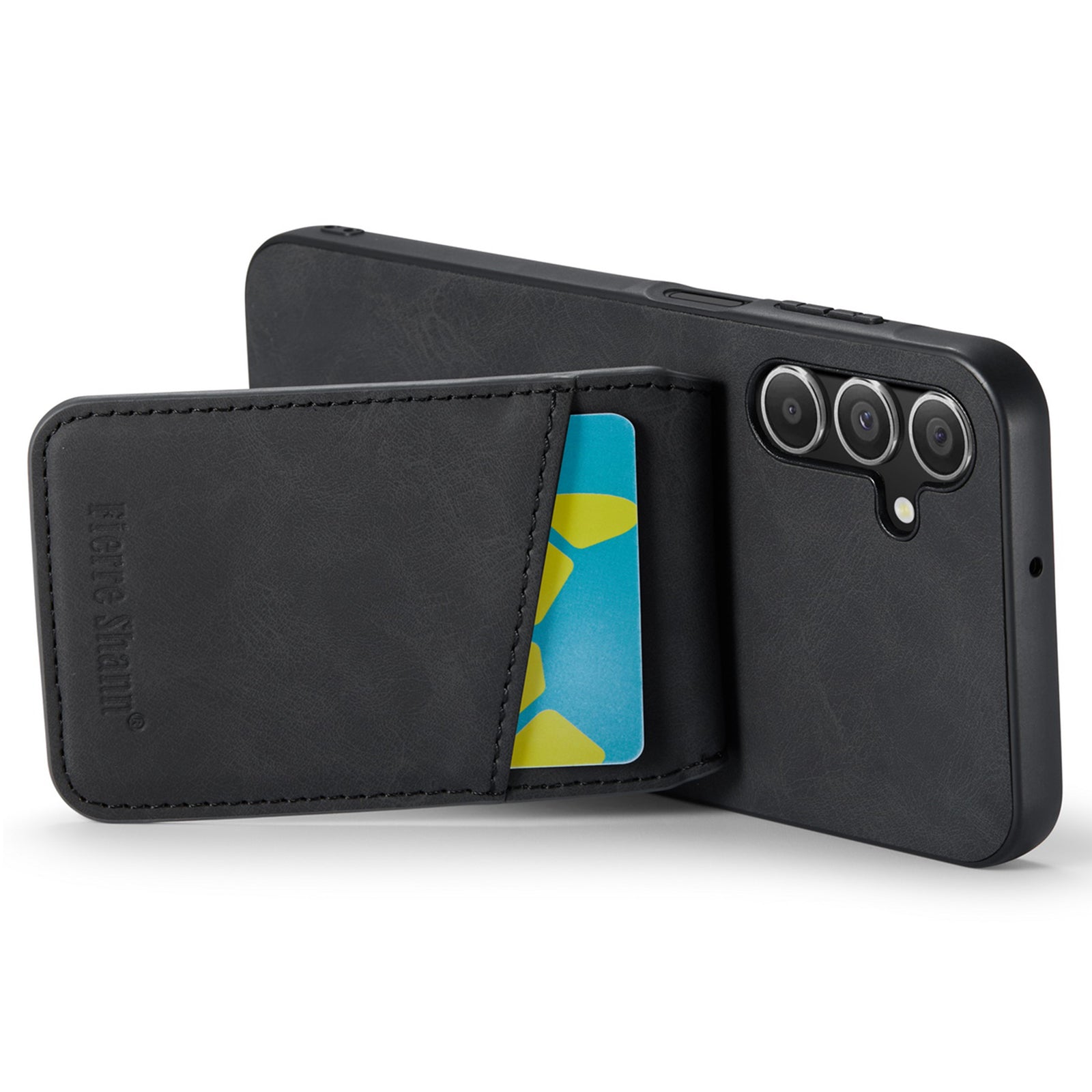 FIERRE SHANN For Samsung Galaxy A24 4G (162.1 x 77.6 x 8.3mm) Case PU+TPU Crazy Horse Texture Cellphone Cover - Black