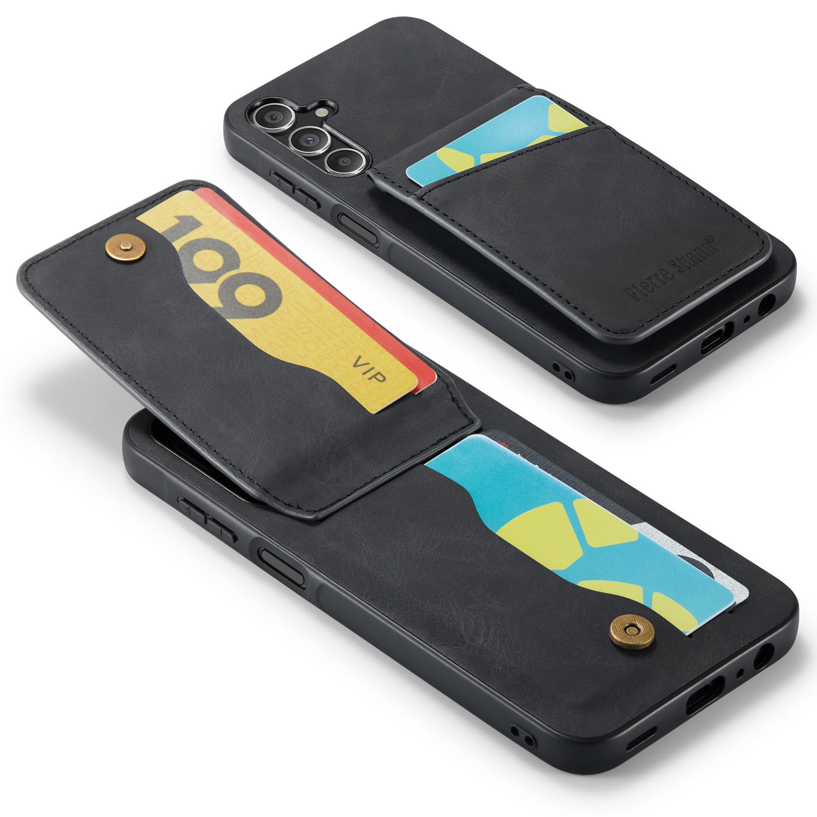 FIERRE SHANN For Samsung Galaxy A24 4G (162.1 x 77.6 x 8.3mm) Case PU+TPU Crazy Horse Texture Cellphone Cover - Black